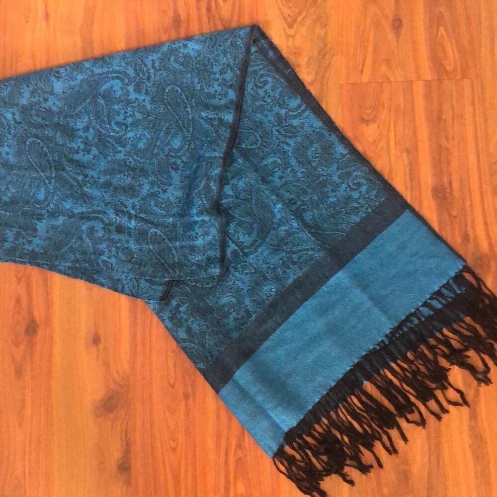 Blue Paisley Pashmina silk